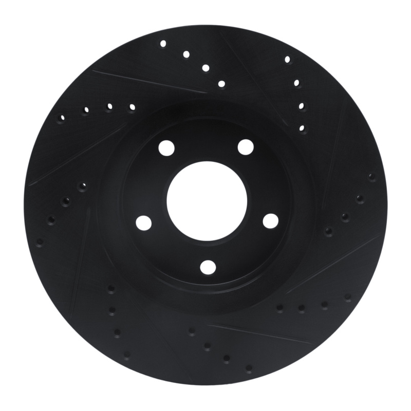 Infiniti Q45 Brake Rotor (1) - Front Left - R1 Concepts - Drilled & Slotted - Black - `97-`01